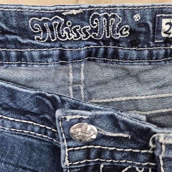 MISS ME Jeans Women's 29 (29x26.5) Signature Boot Low-Rise Embellished Raw Hem - Picture 3 of 10